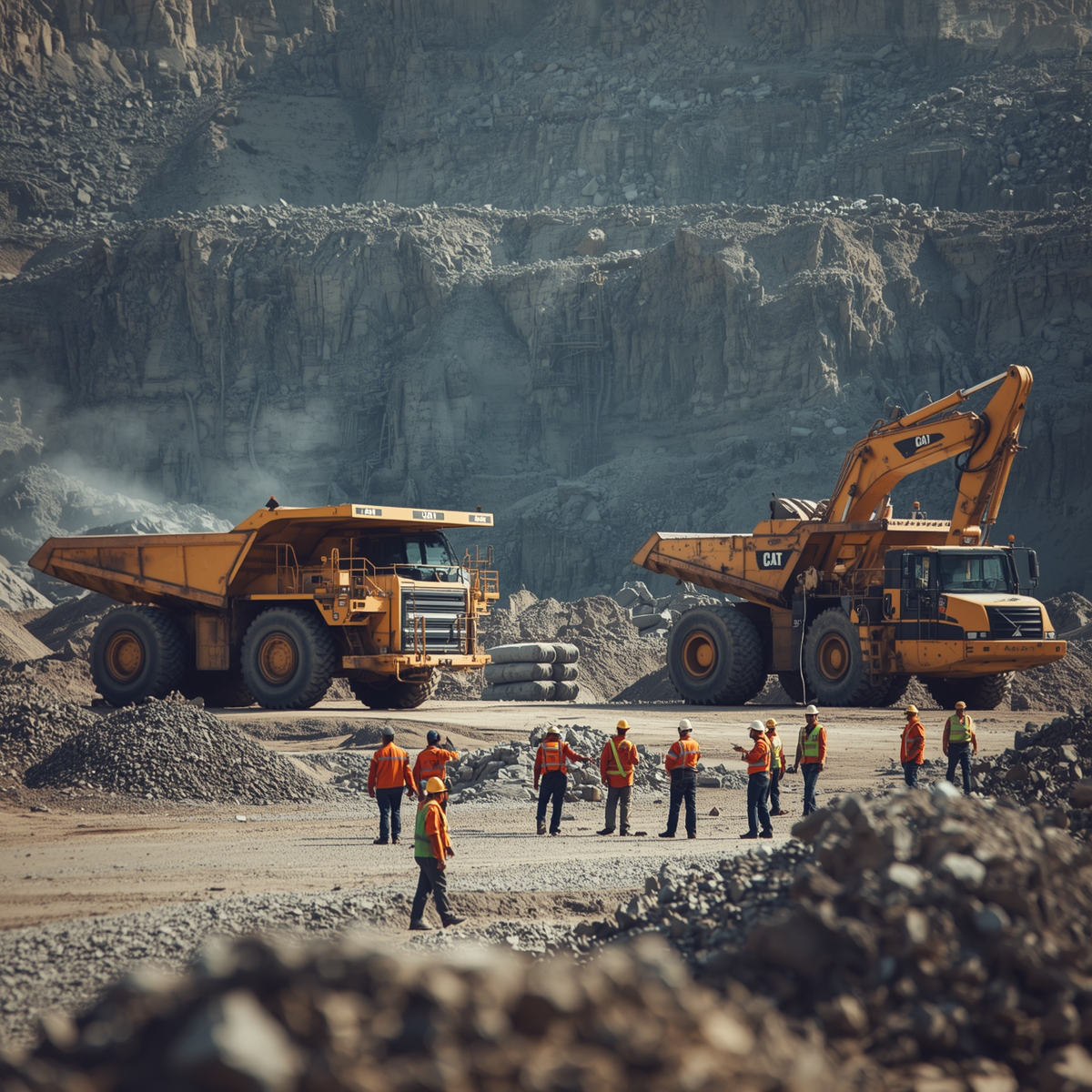 Team conducting mineral sampling at site